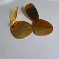 گوشواره آینه‌ی ماه طلایی براق – استیل 360 ضد حساسیت و رنگ ثابت