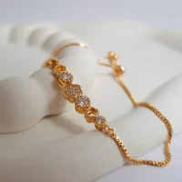 دستبند مارشال نگین‌ دار طلایی